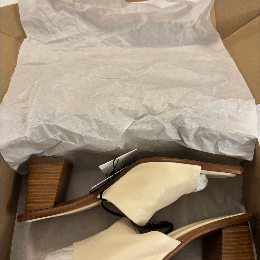 Zara Beige Women's Heels - Picture 2 of 6